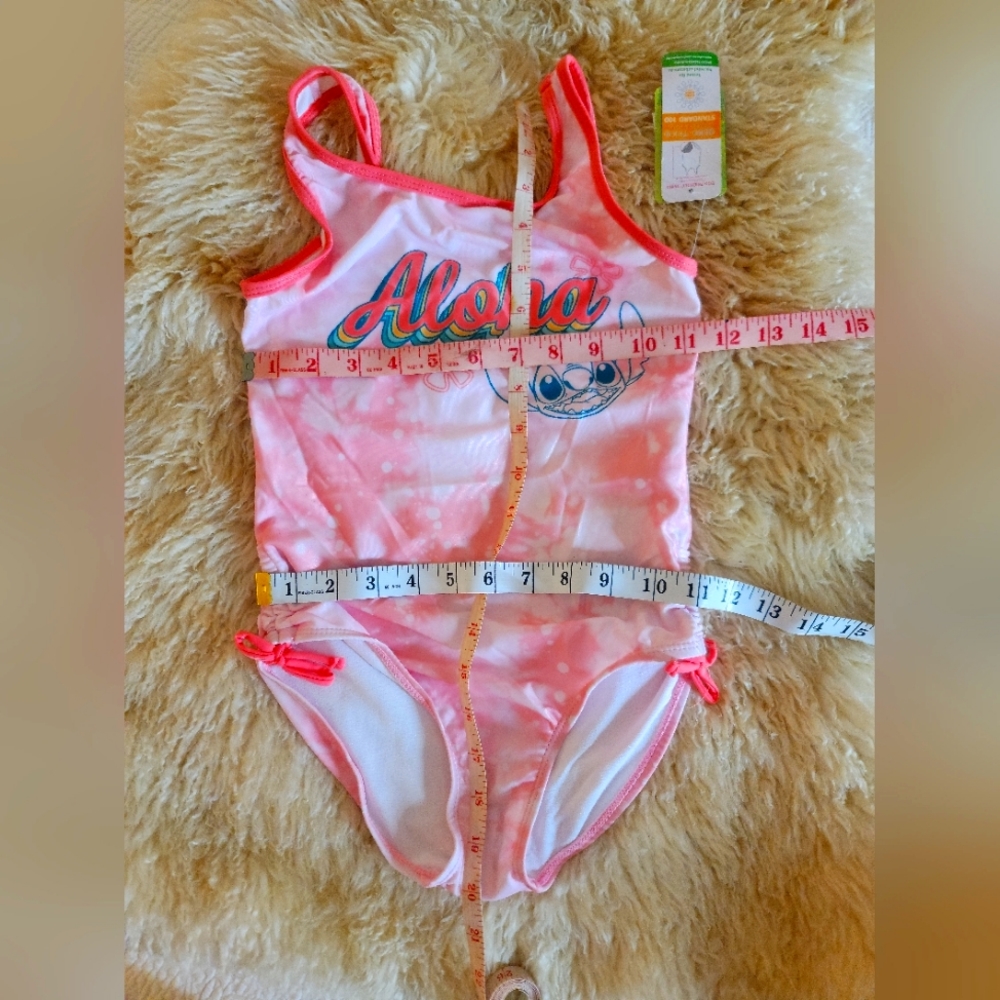 Disney Stitch Girl's One Piece Swimsuit Light Pink Tie Dyed Size  M(7/8)NWT - Picture 16 of 16